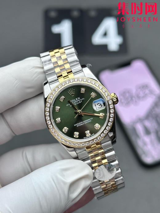 【钻圈款】劳力士日志型31系列 女士腕表 绿盘钻面
机芯：搭载改Cal.2236 商品图1