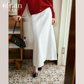 
OLrain欧芮儿白色牛仔半身裙女夏季2024新款高腰显瘦开衩休闲半裙