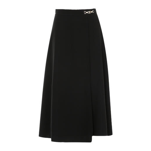 EITIE爱特爱秋季新款时尚通勤高腰百搭中长裙黑色A字半身裙7506205 商品图5