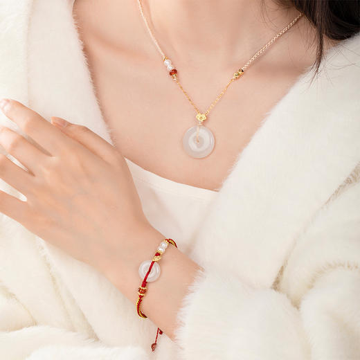 【故宫饰品】岁岁平安和田玉平安扣手链项链 商品图2