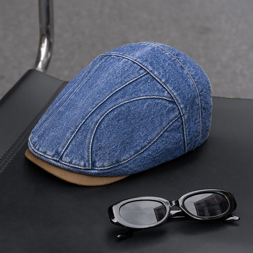 疯帽子 水洗牛仔前进帽 日系复古鸭舌帽 休闲百搭雅痞报童帽BY333 商品图1