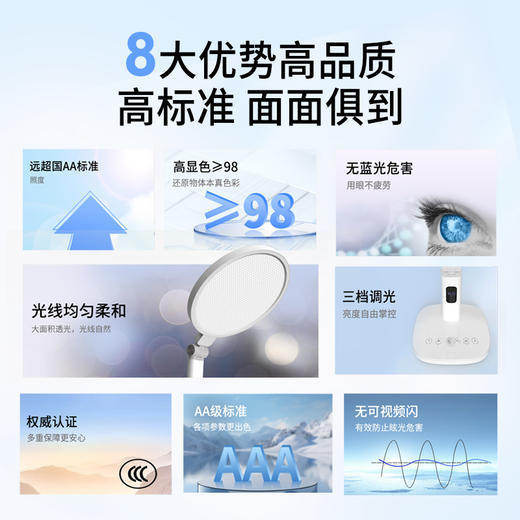 状元郎护眼台灯儿童学习专用防近视写字阅读宽面智能感应台灯 商品图1
