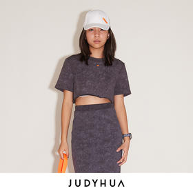 JUDYHUA 磨砂黑肌理设计款短卫衣