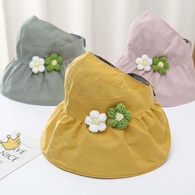 儿童帽子夏季女童空顶宝宝亲子出游大檐遮阳帽沙滩休闲洋气太阳帽