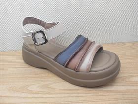 豪行夏季新款23224679真皮时尚休闲中跟女鞋凉鞋皮鞋