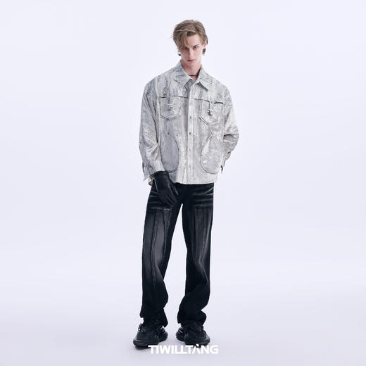 TIWILLTANG启世录“鎏璃矜贵”垂感丝绒衬衫 商品图4