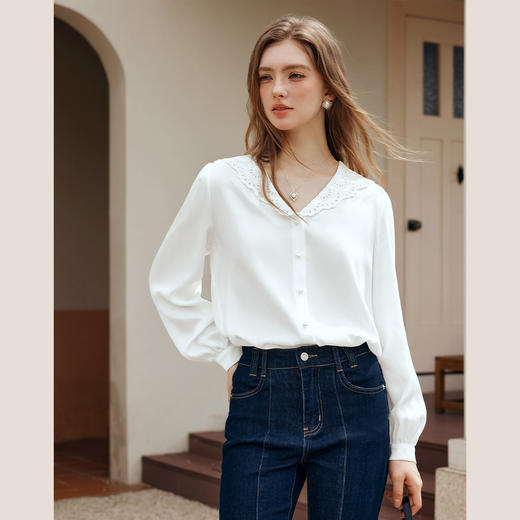 
OLrain欧芮儿法式长袖衬衫女秋季2024新款设计感通勤气质显瘦衬衣 商品图3