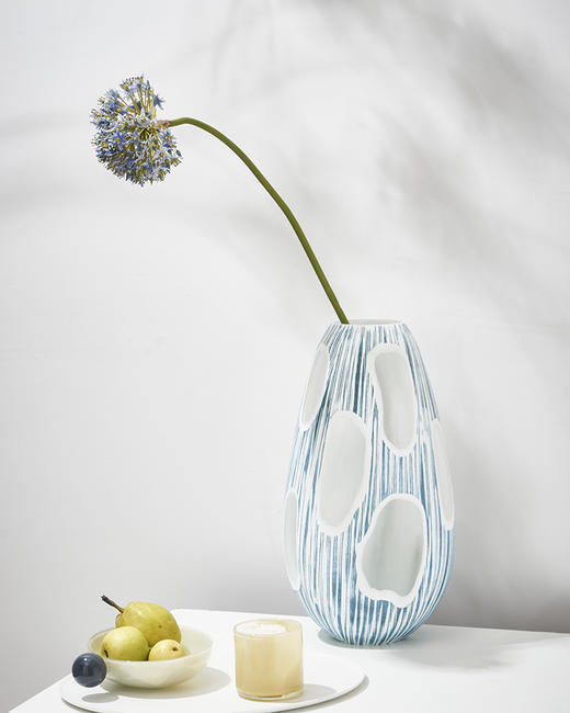 碧轩厂家直销美式吹制渐变玻璃花瓶落地玄关客厅样板间干花装饰品 商品图2