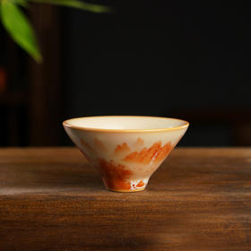 问鼎松涛彩绘哥窑斗笠杯（梵红山水）（缺货）