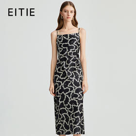 EITIE爱特爱秋季新款复古港风显瘦印花连衣裙7507237
