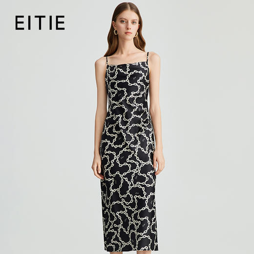 EITIE爱特爱秋季新款复古港风显瘦印花连衣裙7507237 商品图0