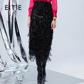 EITIE爱特爱秋季新款时尚流苏包臀显瘦高腰半身裙女7506211