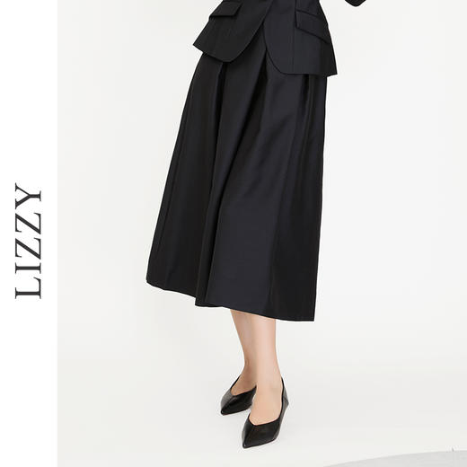 LIZZY早秋新款法式优雅休闲通勤高腰百搭大摆半身裙8089 商品图1
