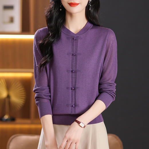 纯色长袖上衣针织衫，立领国风毛衣打底小衫CC-13-6312 商品图3