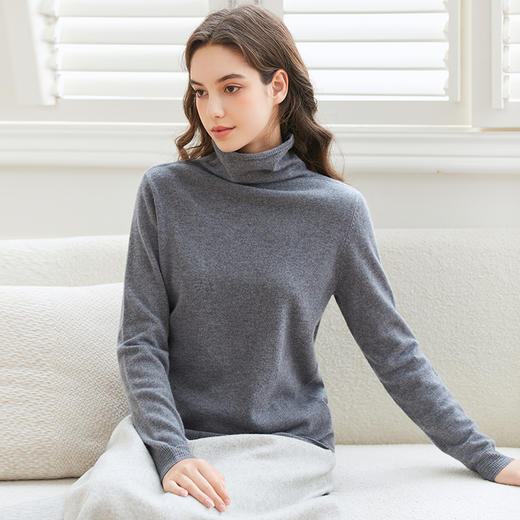 Famecoco范可儿100%绵羊毛高领针织衫毛衣FAB8DC021 商品图1