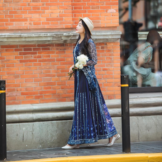 【林栖设计小店】（现货，新增XXL码）生活在左马面裙系列绣花复古蓝印花马面裙中长款半身裙1911124/H1911124 商品图9