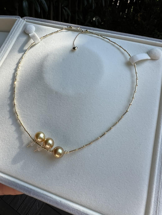 88-5高端定制 性价比max 金秋金珠 9-10mm金珠18K真金 耳钉/项链 商品图3