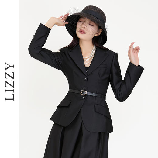LIZZY早秋收腰优雅时尚西装外套西服上衣（配腰带）8089 商品图0