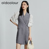 oldcolour秋季新款收腰显瘦泡泡袖拼接短袖连衣裙女P311001A1 商品缩略图0
