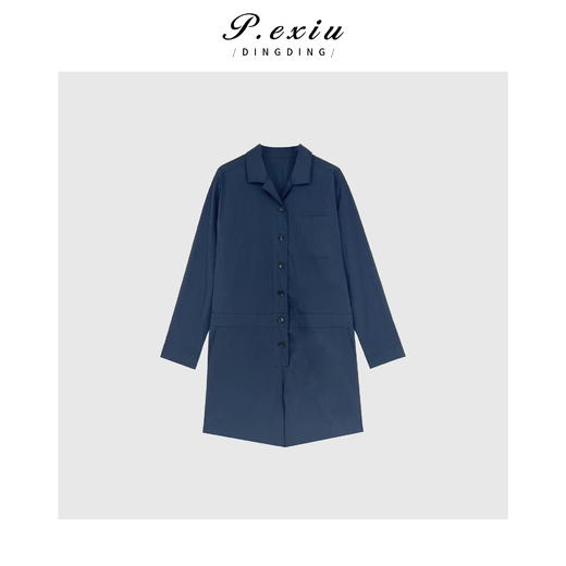 04-3潘依绣丁丁宠粉PanYiXiu/潘依绣气质小众设计工装风翻领排扣连体裤 W-62273 商品图1