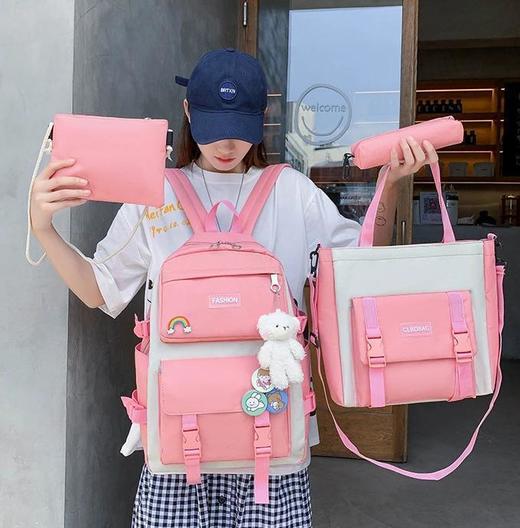 👋🏻👋🏻👋🏻【森系斜跨双肩包四件套】✅600D牛津布面料+防水内层！🌿 ✅双肩包自重只有0.6kg ✅加厚加宽肩，减轻负重压力👏 商品图2