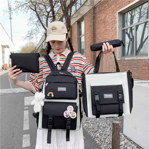 👋🏻👋🏻👋🏻【森系斜跨双肩包四件套】✅600D牛津布面料+防水内层！🌿 ✅双肩包自重只有0.6kg ✅加厚加宽肩，减轻负重压力👏 商品图3