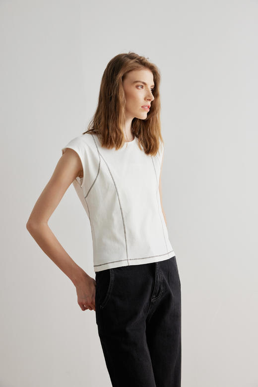 COCO ZONE 2023新品立体裁剪圆领修身半袖T恤 23C17025 商品图0