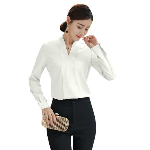 XZ-6311    V领雪纺春新爆职业装女装工作服打底衬衫时尚长袖衬衣 商品图4