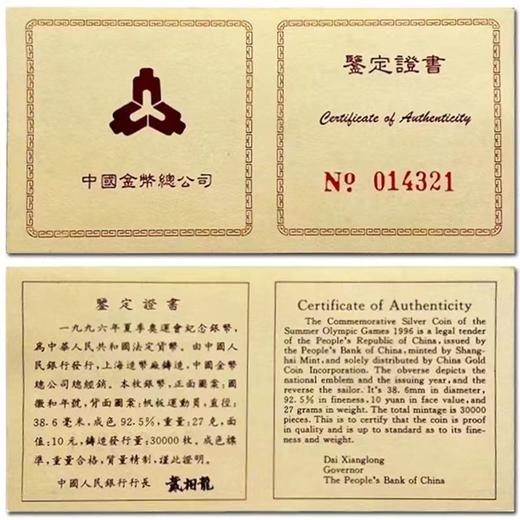 1996年第26届奥运会-李丽珊帆板精制银币 克朗币（27克） 商品图13