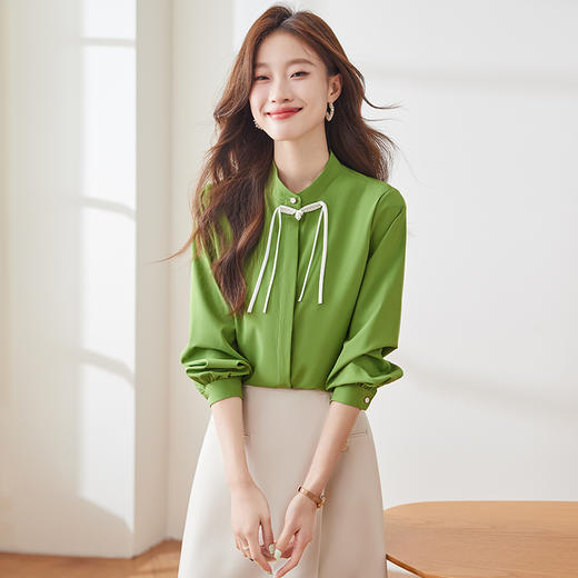 Q2002新款长袖春秋气质衬衣白色时尚百搭小众设计感法式宽松衬衫 商品图4