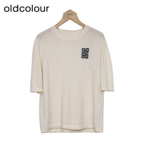 oldcolour纯色针织衫春季新款绵羊毛圆领短袖宽松上衣女P11052157