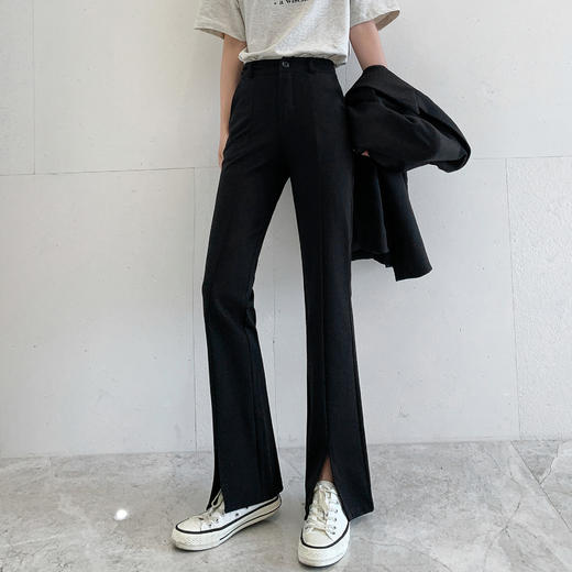 【时尚微喇开叉裤】 显高显瘦显腿长 简约干练 气质减龄 高弹亲肤 版型易搭 轻松穿出你的优雅气质范er 商品图4