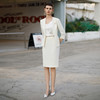 IWY/米白色气质优雅七分袖西装包臀裙时尚通勤套装春秋新款CS1958 商品缩略图1