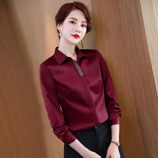 XZ-KR-2217白色加绒衬衫女新款加厚保暖上衣职业气质工作服长袖衬衣 商品图3