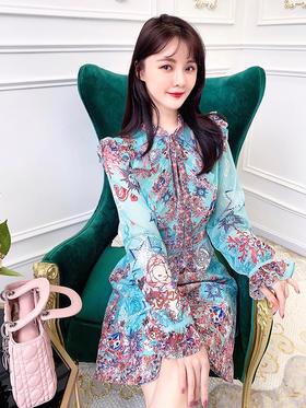 3S5672-翡翠色连衣裙--《洛可可系列之二》秋季款