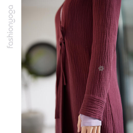 FM08386禅意长麻厚长款瑜伽外套休闲上衣（不含胸垫） 商品图7