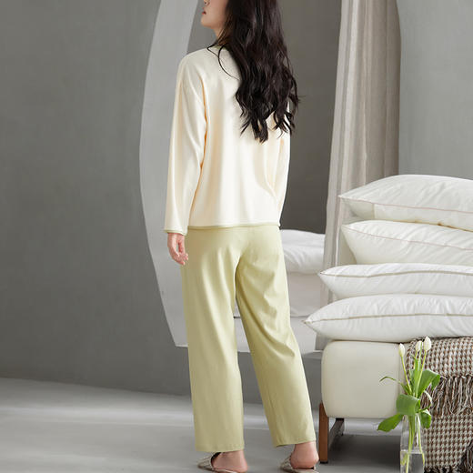 芬腾纯棉睡衣女春秋纯棉长袖圆领韩版少女大码宽松全棉家居服套装 商品图3