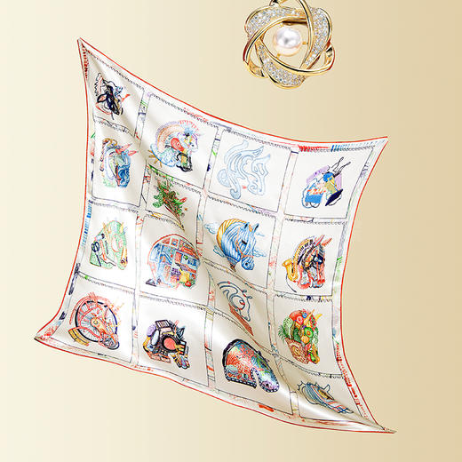 高端真丝双面喷绘方巾   GD0016 商品图5