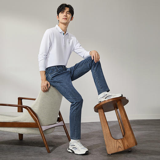 【含桑蚕丝】柒牌弹力直筒牛仔裤男2024秋季新款时尚休闲男士长裤	127H71400 商品图3