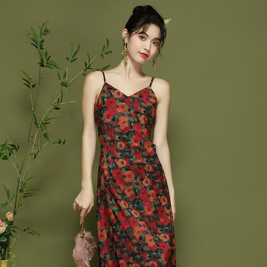 OY-24110夏季新款时尚吊带连衣裙改良年轻款气质新式旗袍裙24110 商品图1