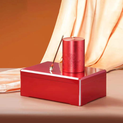 见喜【红.实木烤漆.单合金罐+1茶勺】100元1套.整箱16套 商品图4