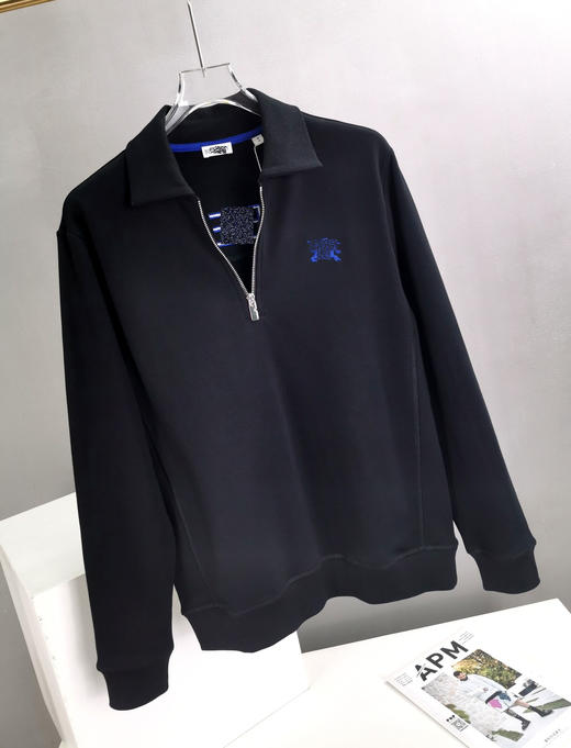 战马 2024秋季新款 马术骑士刺绣字母半拉链翻领卫衣 Z-11896 商品图1