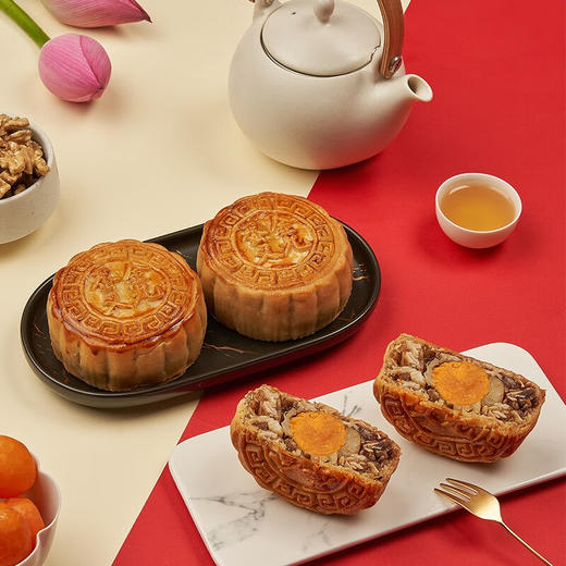 金九五仁蛋黄叉烧月饼  吴川广式月饼企业团购中秋送礼礼盒700g/盒 商品图2
