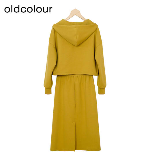 oldcolour秋季新款纯色连帽卫衣高腰开叉半身裙女GP31141007 商品图1
