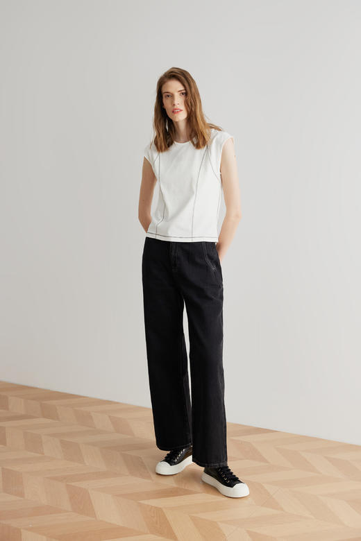 COCO ZONE 2023新品立体裁剪圆领修身半袖T恤 23C17025 商品图1