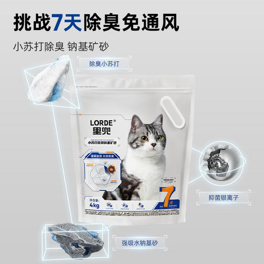 LORDE里兜除臭低尘钠基矿砂小苏打膨润土猫砂4kg 商品图0