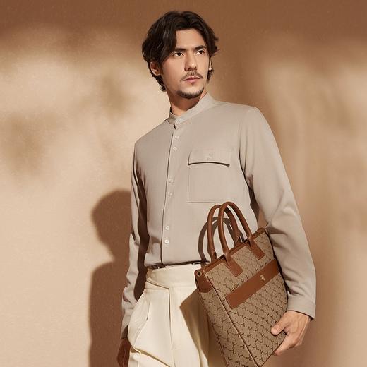 【中华立领】柒牌长袖衬衫男2024秋季新款时尚休闲口袋工装风衬衣	127A70930 商品图1