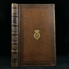 48*30cm套色版画巨册！1780年 英国古代雕塑与绘画版画集 百余幅版画插图（含2幅展开图）30余幅手工上彩 全真皮