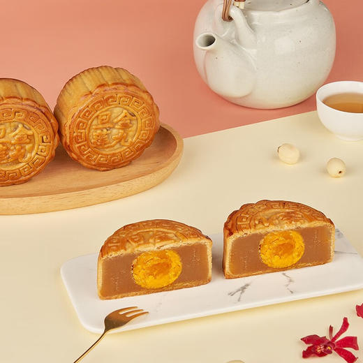 金九月饼蛋黄白莲蓉月饼礼盒 广式吴川中秋节团购月饼礼盒装700g 商品图5