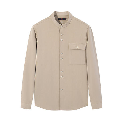 【中华立领】柒牌长袖衬衫男2024秋季新款时尚休闲口袋工装风衬衣	127A70930 商品图4